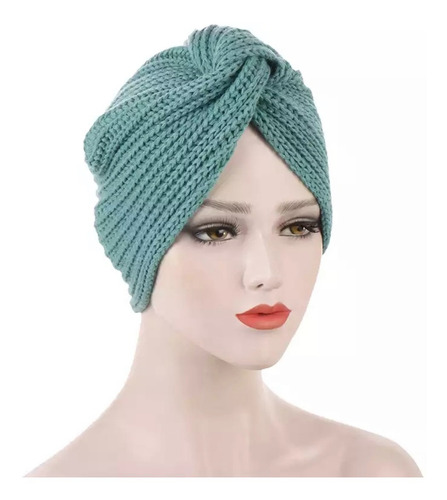 Turbante Tejido Gorro Mujer - Verde Agua