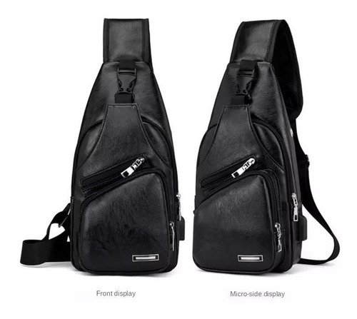 Imagen 5 de 6 de Morral Bandolera Mochila Smart Mini Eco Cuero Salida Usb
