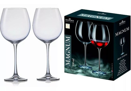 Juego Copa De Vino Cristal Bohemia Magnum 26.5cm 900ml X2 