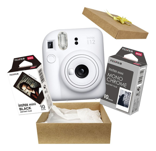Camera Instantanea Instax Mini Fuji Kit Presente 2 Filmes Cor Branca