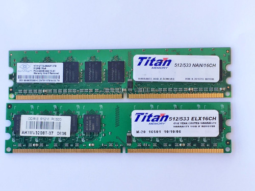 Memoria Ram Titan Ddr2 1 Gb (2x512) /533 Elx16ch