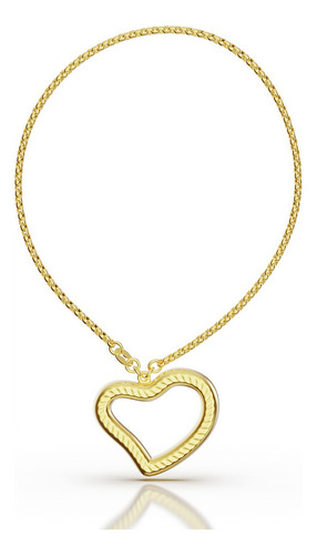 Preciosa Pulsera Pulso Corazón Grueso Oro 10k Kilates Italy Color Dorado Diámetro 6 Cm Largo 18 Cm