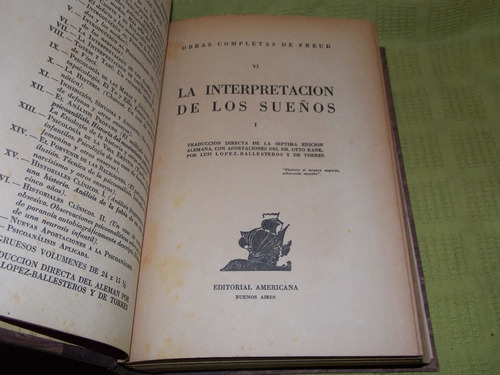 La Interpretación De Los Sueños I / Vi - Freud - Americana