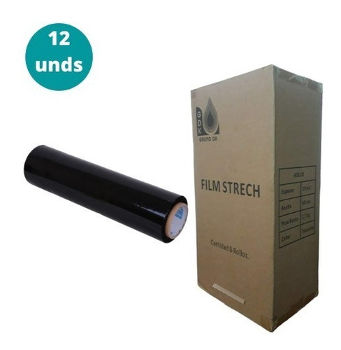 Caja Film Stretch Negro Hasta 250 Mts X12 Unds