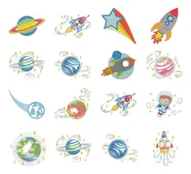 Comprar 70 Matrices P\u002F Maquinas De Bordar Astronautas \u002F Planetas