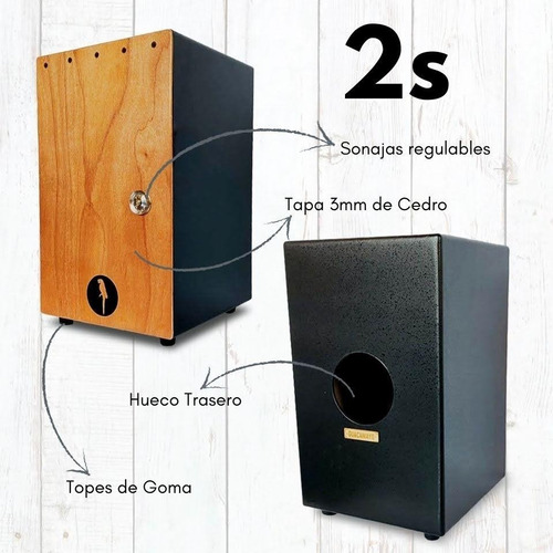 Imagen 2 de 5 de Cajon Dual - 2s (tipo Peruano Flamenco) Guacamayo P.e