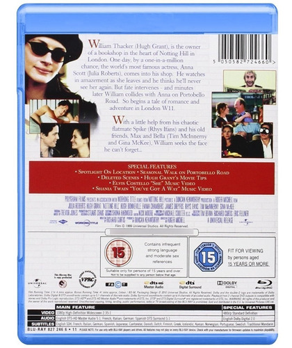Imagen 2 de 3 de Blu-ray Notting Hill / Un Lugar Llamado Notting Hill