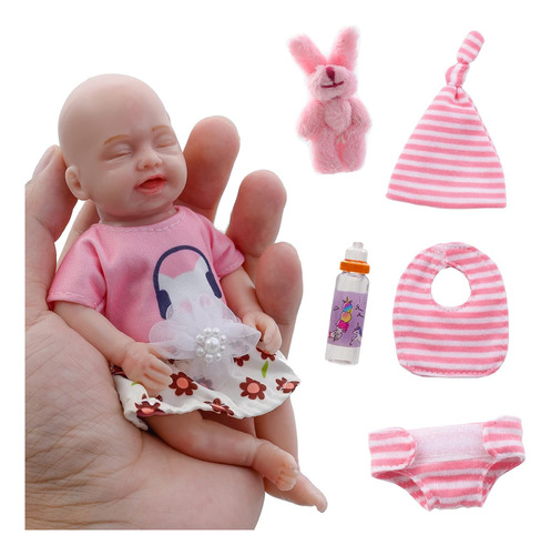 Reborn Baby Doll 6 Inch Silicone Girl Doll Mini Palm Doll Tu