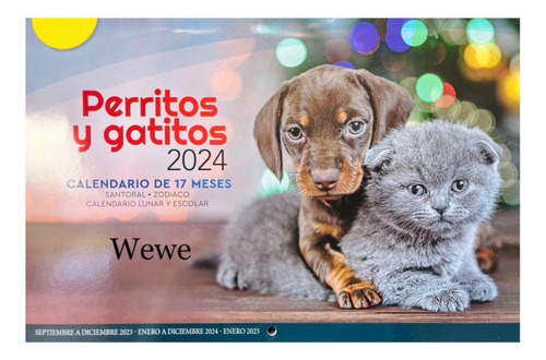 Calendario 2024 Perros Perritos Y Gatos Gatitos, Mod 1