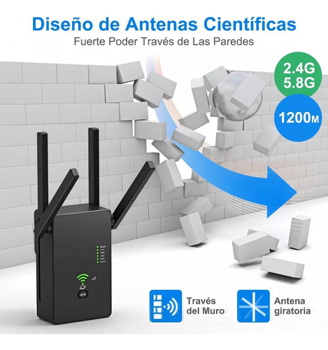 ` Repetidor Wifi Amplificador Señal De 1200mbps 2.4/5.8ghz