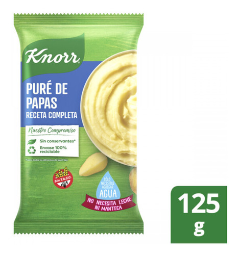 Pack X 12 Unid Pure De Papa  Receta Com 125 Gr Knorr Pure D