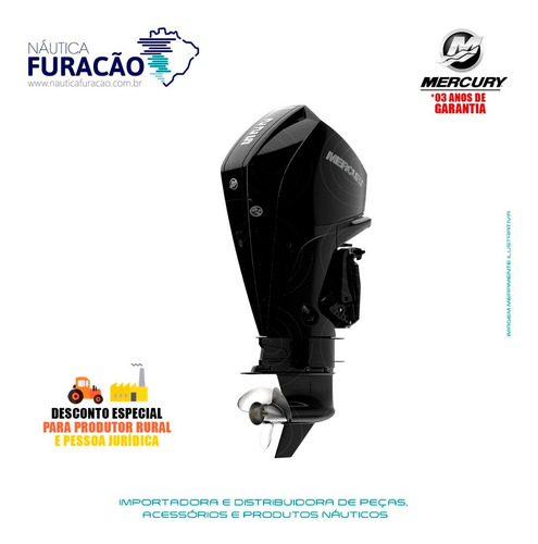 Motor De Popa Mercury 4 Tempos 225hp Xl Efi V6 Mecânico Pto