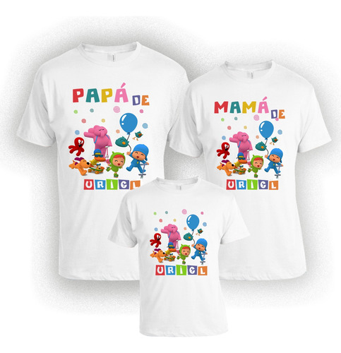 3 Playeras  Personalizadas Para Fiesta Pocoyo