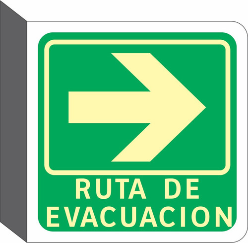 Ruta De Evacuación Derecha(bandera)  Estireno 25x25 Foto