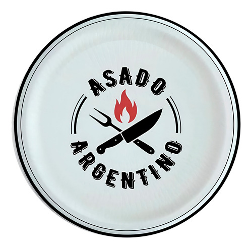 Plato Playo Asado Argentino Oxford 26cm Ceramica Grabado