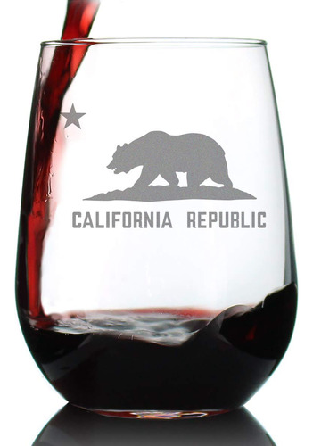 Copa De Vino Sin Tallo De La Bandera De California: Decoraci