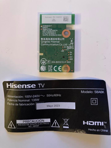 Tarjeta Placa Modulo Wifi Para Televisor Hisense 58a6k 