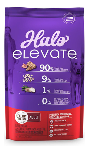 Halo Elevate Dry Dog Food, Healthy Grains Red Meat Recipe, 3