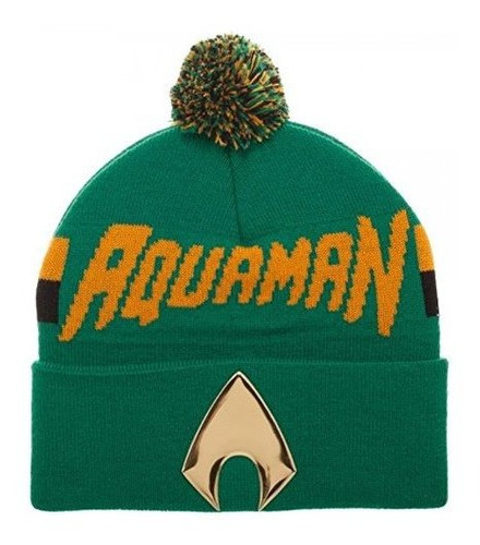 Aquaman Logo Chrome Weld Knit Beanie Hat