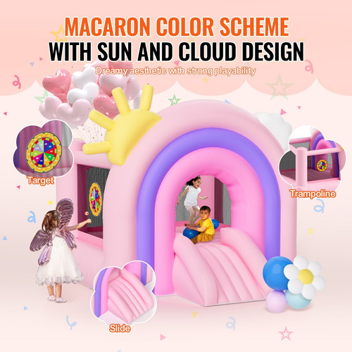 Trampolín Brincolín Inflable Niños Rosa Lila 2.3 X 2.3m Msi