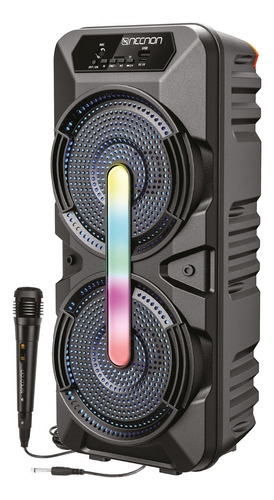 Bafle Karaoke Bluetooth Doble 6.5 Tws Fm Micro Sd Usb Color Negro