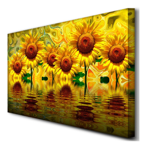 Imagem 1 de 5 de Quadro Decorativo Para Sala Girassol A Flor Do Sol Abstrato