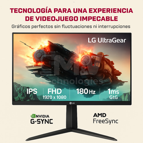 Monitor Gamer LG Ultragear 24'' Fhd 180hz 1ms Ips Pivoteable