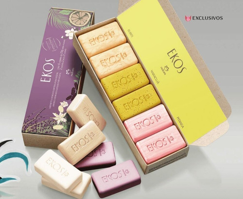 Caja De 6 Mini Jabones Natura Ekos 25gr Puro Vegetal Regalo