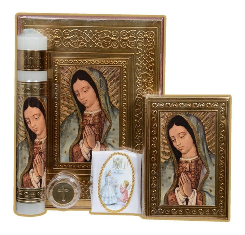 Biblia Primera Comunion Virgen Guadalupe Y Caja De Madera