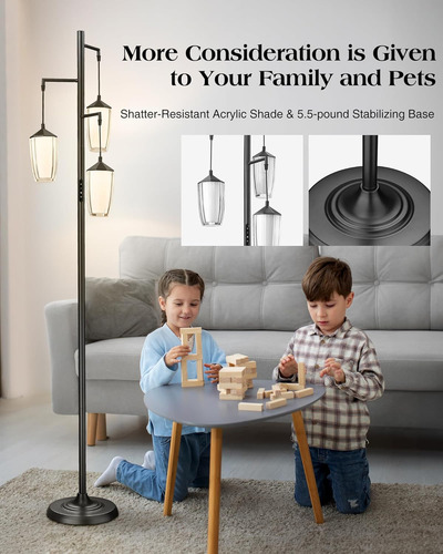 Lámpara De Pie Moderna Regulable, Lámpara De Pie De 3 Luces