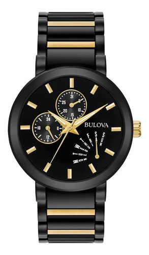 98c124 Reloj Bulova Clasico Negro/dorado