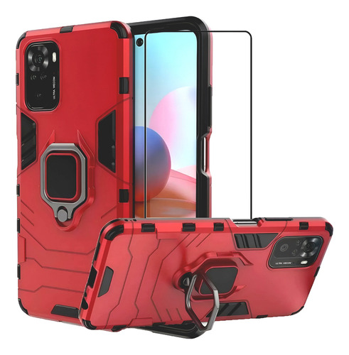 Funda Xiaomi Redmi Note 10 Pro Uso Rudo Ring Case+ Vidrio 9d