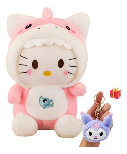 Tiburón Peluche Kitty 35cm Transformable Con Llavero Gratis Rosa