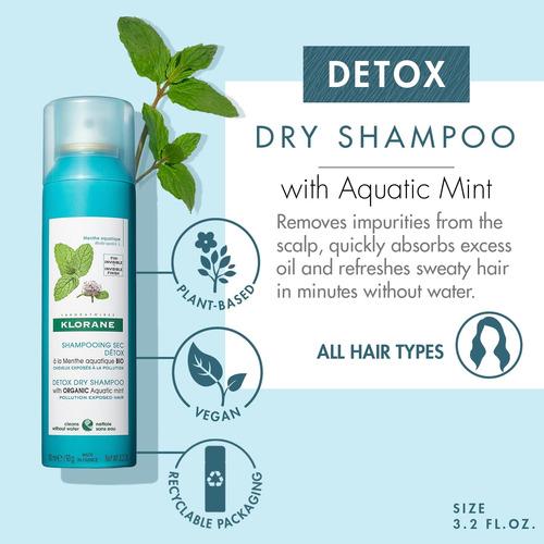 Shampoo Seco Klorane Detox Com Hortelã Aquática, Todos Os Ti