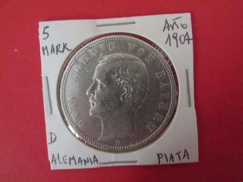 Antigua Moneda 5 Mark Imperio Aleman De Plata Año 1894