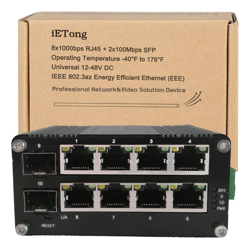 Industrial Managed Gigabit Switch 8 Prot 10/100/1000mbp...