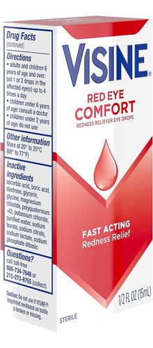 Gotas Visine Red Eye Comfort Alivio Rápido Ojos Rojos 15ml