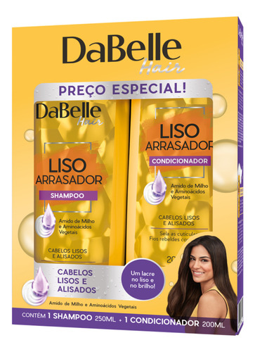 Shampoo E Condicionador Dabelle Hair Liso Arrasador Em Frasco De 450ml De 450g Pacotes