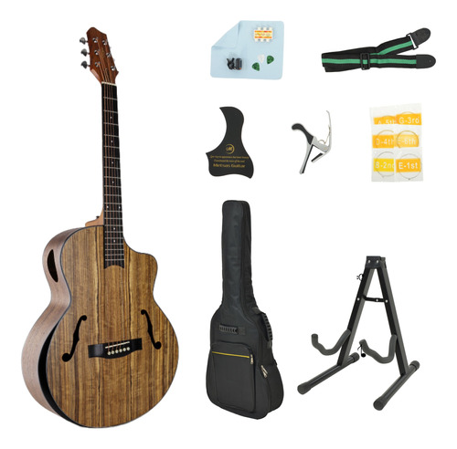 Guitarra Acustica Nogal 40 Pulgadas + Accesorios Calidad