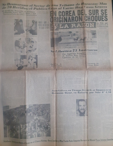 La Razón 7/8/1955 Se Desmorona Parte De  Tribuna De Huracan