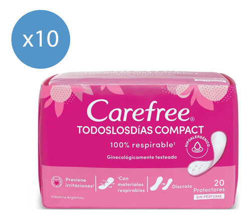 Pack Protectores Diarios Carefree Protección Compact 20 U