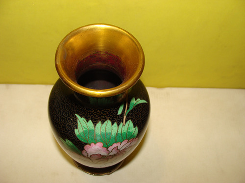 Jarrón Japones Cloisonne Motivo Floral En Rosario (Usado)
