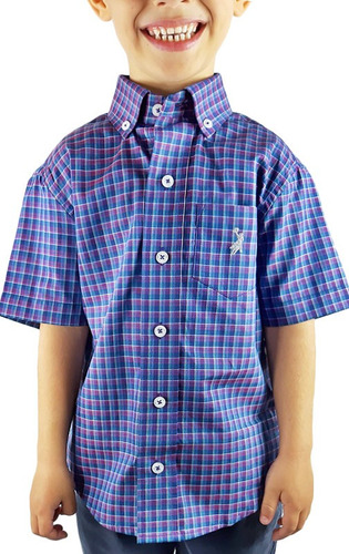 Camisa Infantil Austin Western Exclusiva Xadrez Lilás