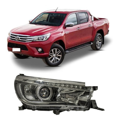 Optica Delantera Toyota Hilux 2016 Al 2019 C/ Lupa Y Led