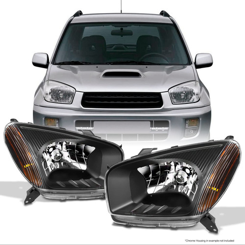 Faros Delanteros Negros Toyota Rav4 01-03 Juego Par