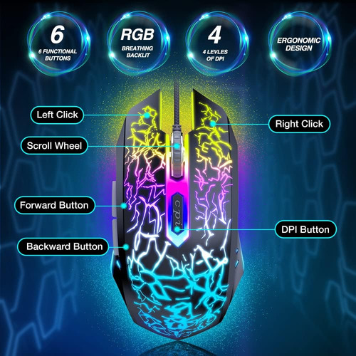 Ratón Para Juegos Con Cable, Ergonómico Para Computadora Por