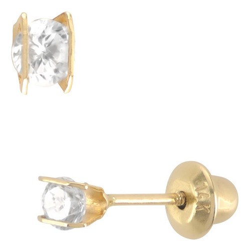 Broqueles Bizzarro De Oro Amarillo 14k Con Zirconia