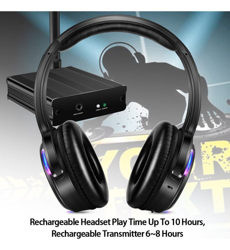 Auriculares Inalámbricos Silent Disco Led Con Luz Intermiten