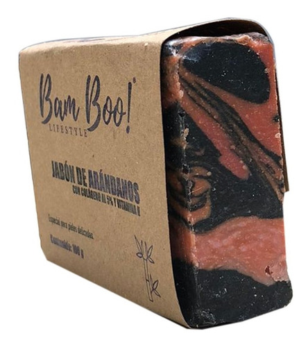 Imagen 2 de 5 de Jabón Arándanos Con Colágeno Y Vitamina H 100 Gr Bam Boo!