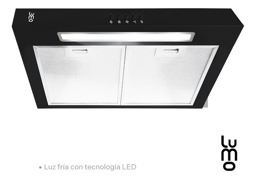 Campana Cocina Extractora De Pared 60 Cm Acero Inox Luz Led Color Negro